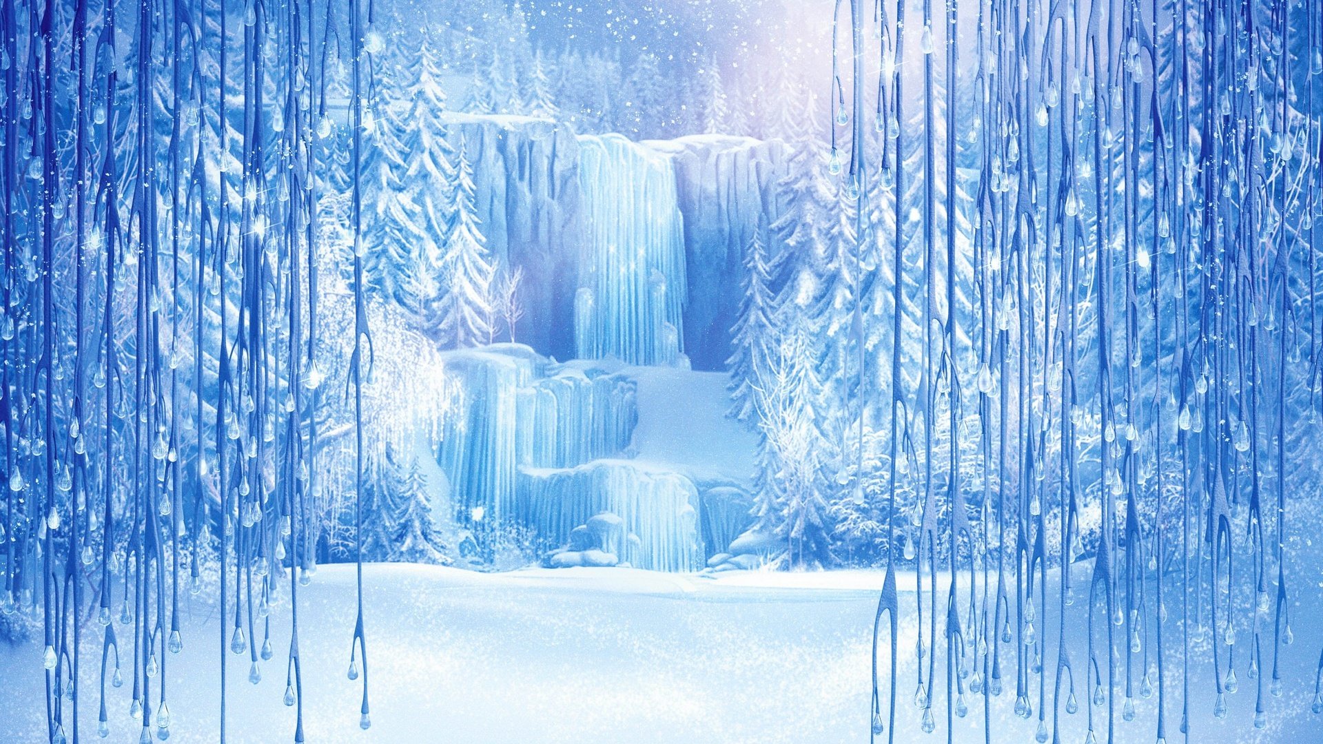 Обои снег, зима, снежинки, лёд, елки, сосульки, анимация, snow, winter, snowflakes, ice, tree, icicles, animation разрешение 4000x3000 Загрузить