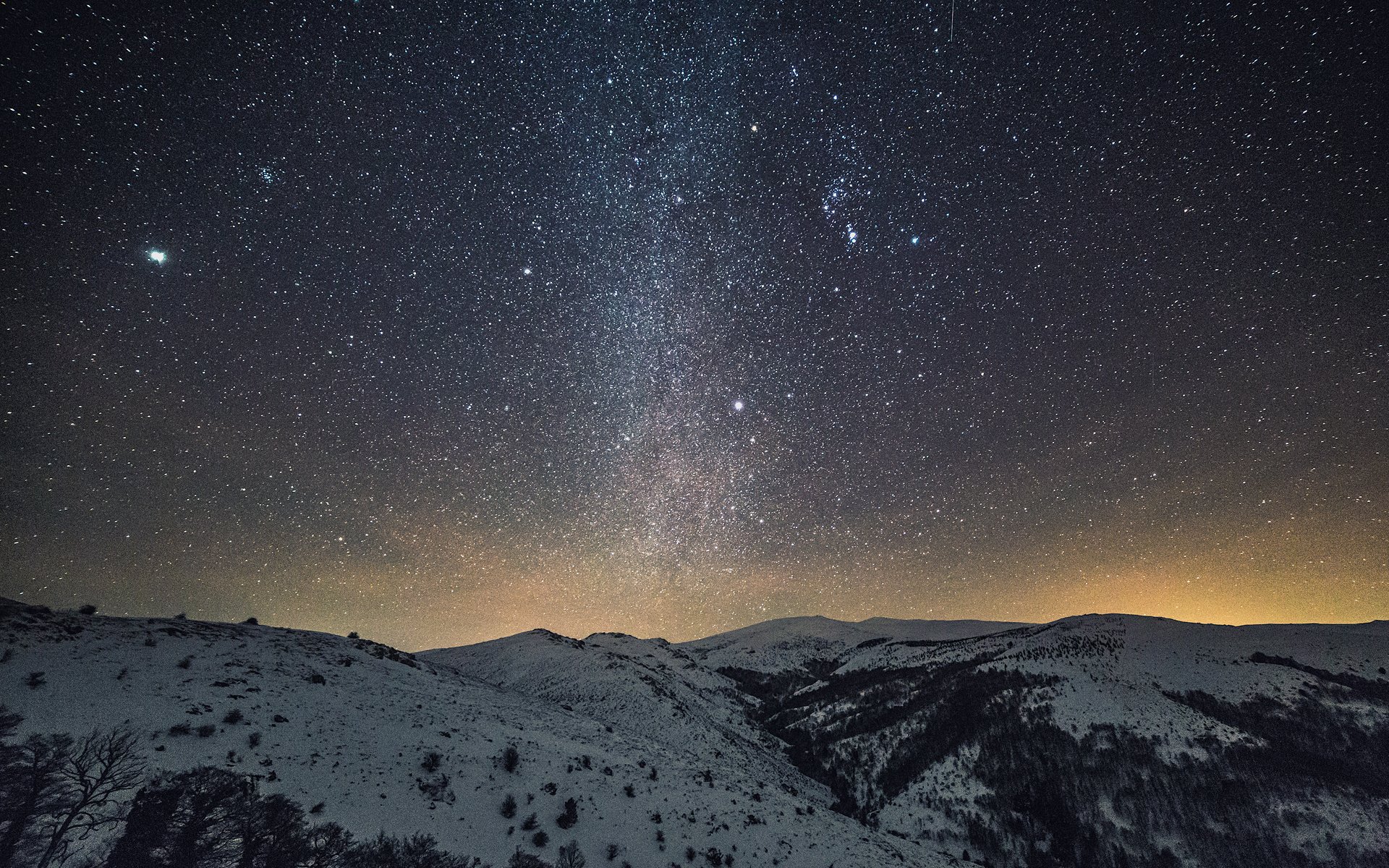 Обои небо, горы, звезды, пространство, the sky, mountains, stars, space разрешение 1920x1280 Загрузить