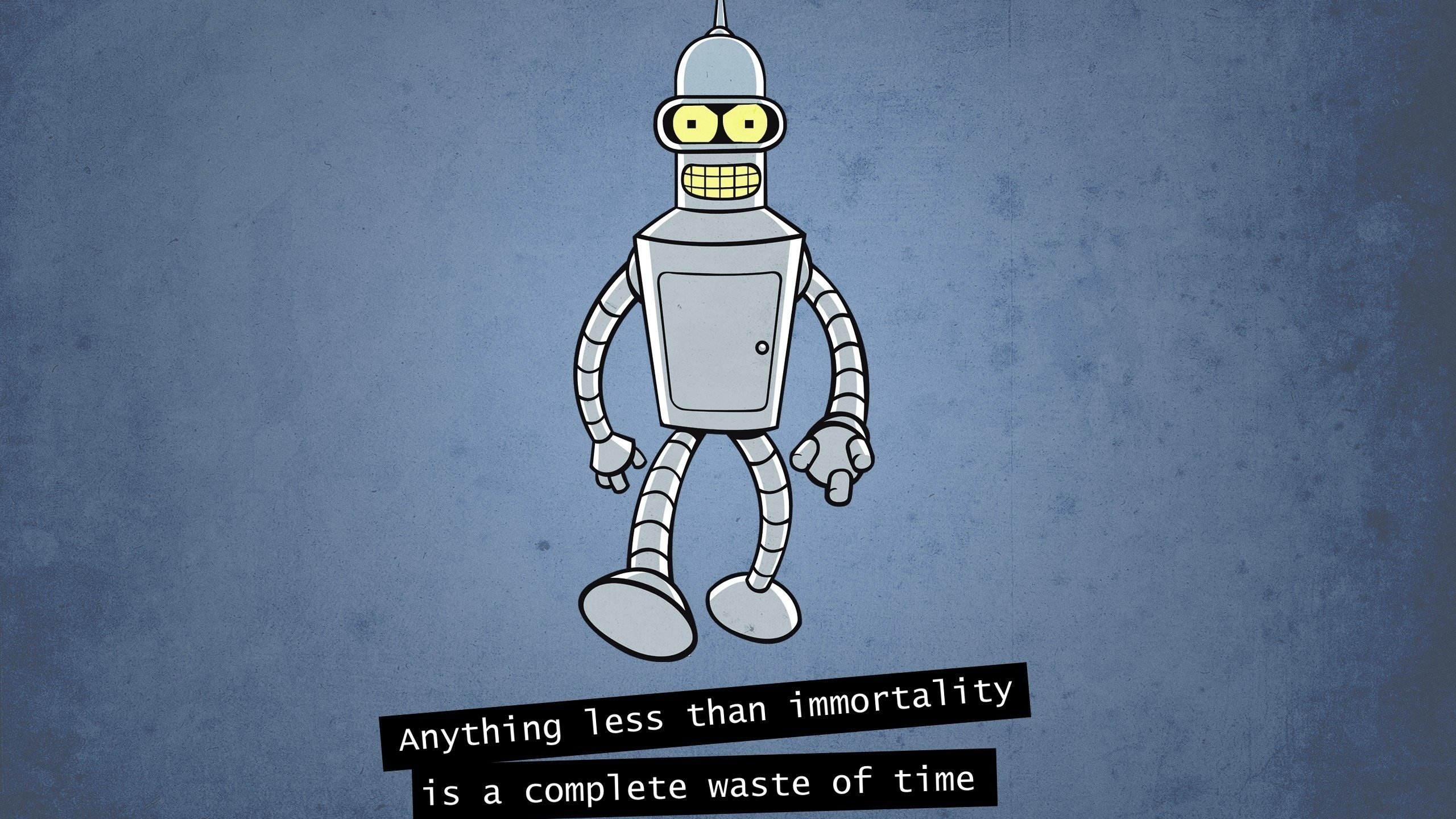 Обои робот, футурама, бендер, anything less than immortality is a complete, robot, futurama, bender разрешение 2560x1600 Загрузить