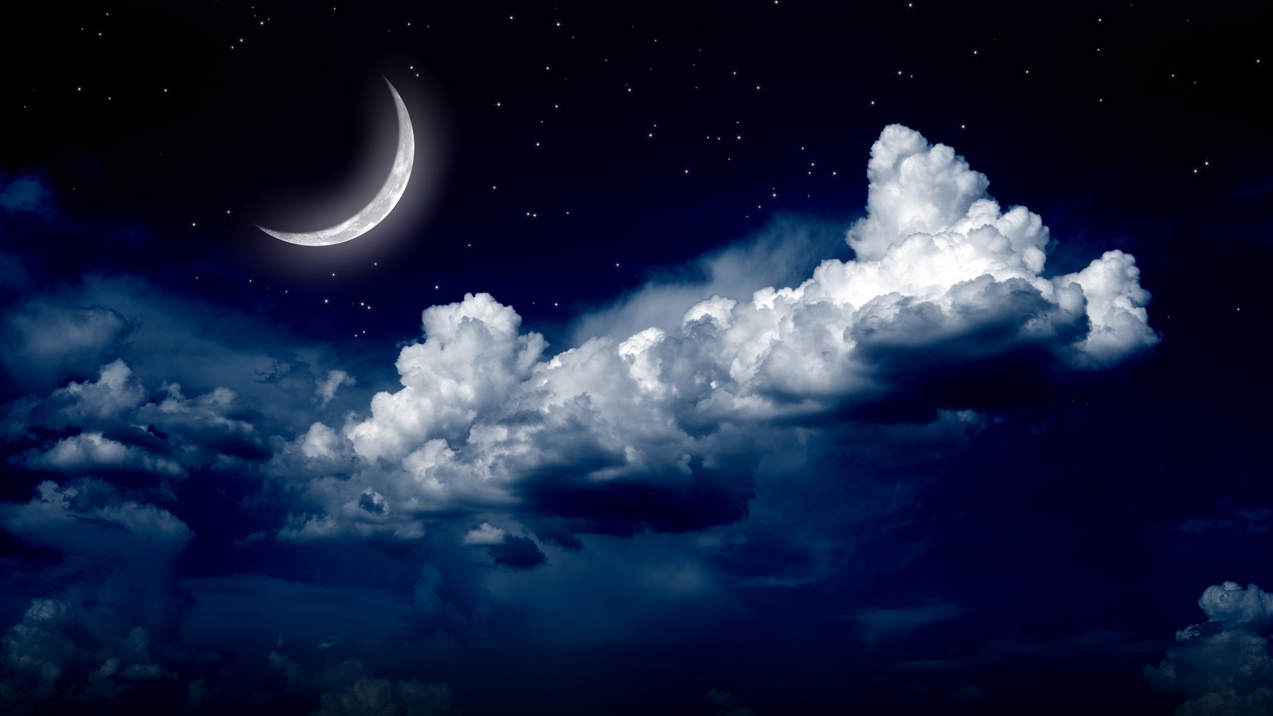 Обои moon, небо, ландшафт, на природе, облака, лунный свет, ночь, ноч, природа, звезд, пейзаж, звезды, луна, неба, the sky, clouds, moonlight, night, nature, landscape, stars, the moon, sky разрешение 2560x1600 Загрузить