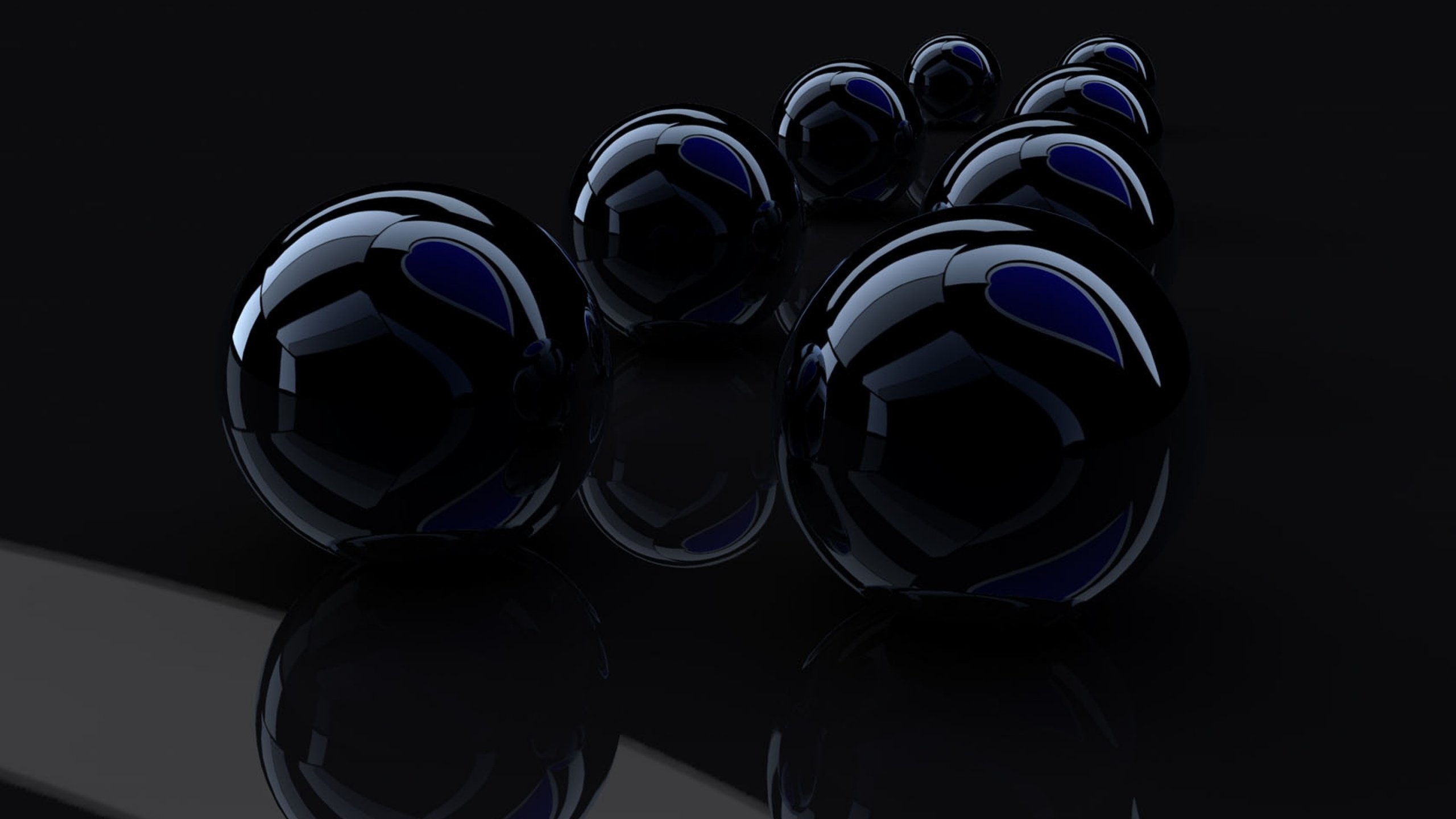 Обои шары, отражение, рендеринг, черный фон, стеклянные, чёрные, balls, reflection, rendering, black background, glass, black разрешение 3840x2160 Загрузить