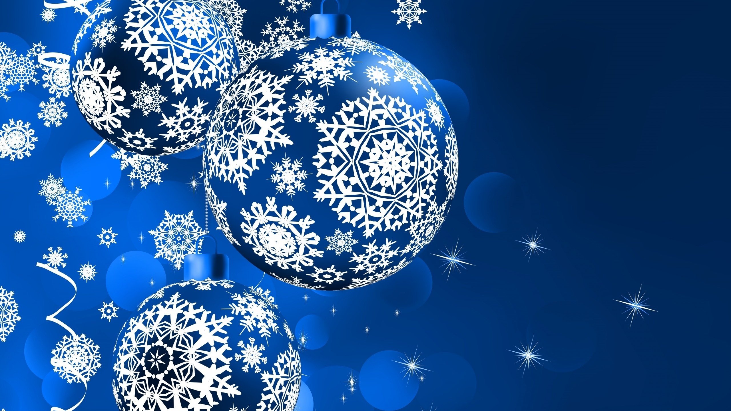 Обои новый год, снежинки, шарики, праздники, рождество, new year, snowflakes, balls, holidays, christmas разрешение 2560x1600 Загрузить