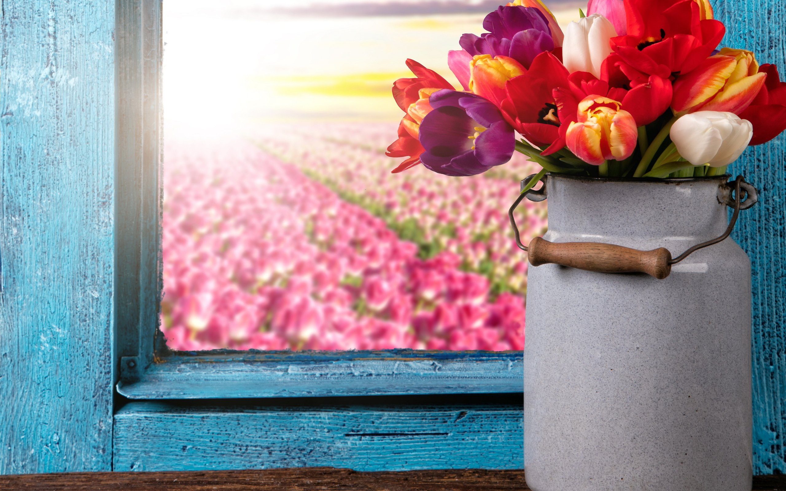 Обои букет, тюльпаны, окно, тульпаны,  цветы, красочная, bouquet, tulips, window, flowers, colorful разрешение 4110x3000 Загрузить