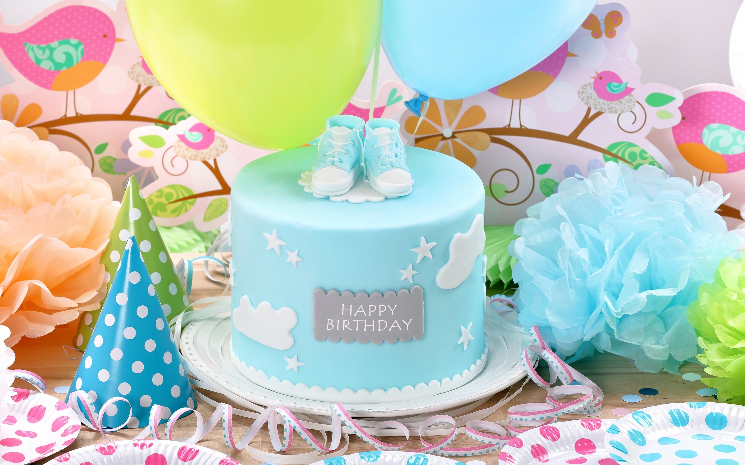 Обои воздушные шары, украшение, день рождения, торт, balloons, decoration, birthday, cake разрешение 7000x4667 Загрузить