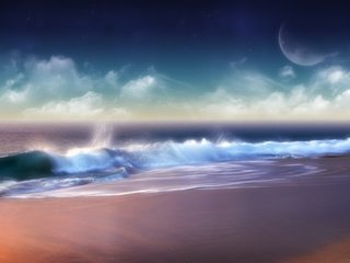 Обои облака, берег, волна, clouds, shore, wave разрешение 1920x1200 Загрузить