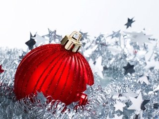 Обои новый год, звезды, шар, мишура, елочная игрушка, new year, stars, ball, tinsel, christmas toy разрешение 1920x1200 Загрузить