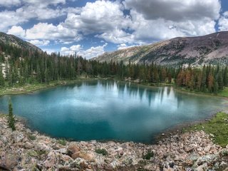 Обои небо, облака, озеро, земля, лес, гора, юта, amethyst lake, the sky, clouds, lake, earth, forest, mountain, utah разрешение 1920x1080 Загрузить