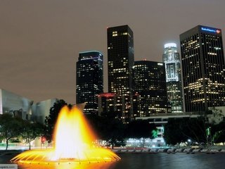 Обои ночь, небоскребы, фонтан, night, skyscrapers, fountain разрешение 1920x1200 Загрузить