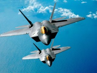 Обои небо, f-22 raptor, облака, самолет, самолеты, истребитель, два, nebo, aviaciya, letit, lajner, the sky, clouds, the plane, aircraft, fighter, two разрешение 2560x1600 Загрузить