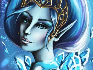 Обои девушка, лёд, холод, волосы, эльф, корона, ар, girl, ice, cold, hair, elf, crown, ar разрешение 2084x1465 Загрузить