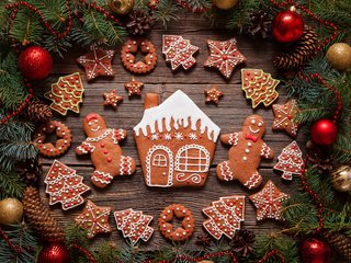 Обои новый год, merry, рождество, печенье, выпечка, глазурь, xmas, декорация, елочная, пряник, new year, christmas, cookies, cakes, glaze, decoration, gingerbread разрешение 4999x3527 Загрузить