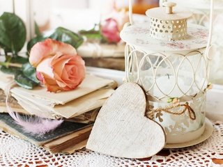 Обои винтаж, роза, романтик, день святого валентина, влюбленная, сердечка, vintage, rose, romantic, valentine's day, love, heart разрешение 5888x3925 Загрузить