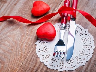 Обои вилка, нож, сердечки, романтик, краcный, cвечи, валентинов день, plug, knife, hearts, romantic, red, candles, valentine's day разрешение 4696x3532 Загрузить