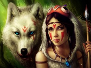 Обои девушка, кровь, взгляд, волосы, волк, принцесса мононоке, girl, blood, look, hair, wolf, princess mononoke разрешение 2745x2000 Загрузить