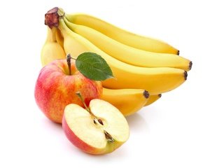 Обои фрукты, яблоки, белый фон, бананы, fruit, apples, white background, bananas разрешение 3200x2000 Загрузить