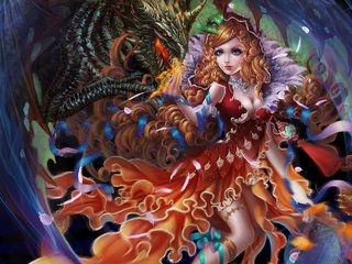 Обои арт, девушка, дракон, фэнтези, art, girl, dragon, fantasy разрешение 1920x1200 Загрузить