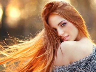 Обои девушка, макияж, рыжая девушка, голые плечи, рыжие волосы, girl, makeup, redhead girl, bare shoulders, red hair разрешение 1920x1080 Загрузить