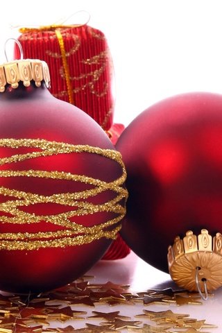 Обои новый год, шары, подарки, звездочки, новогодние украшения, декор, new year, balls, gifts, stars, christmas decorations, decor разрешение 1920x1200 Загрузить