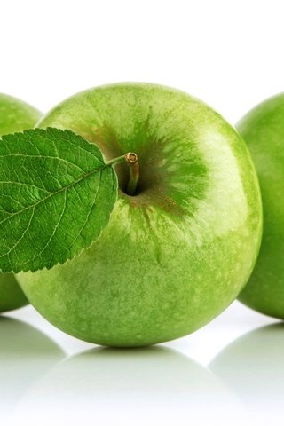 Обои фрукты, яблоки, зеленые, белый фон, зеленые яблочки, fruit, apples, green, white background, green apples разрешение 1920x1309 Загрузить