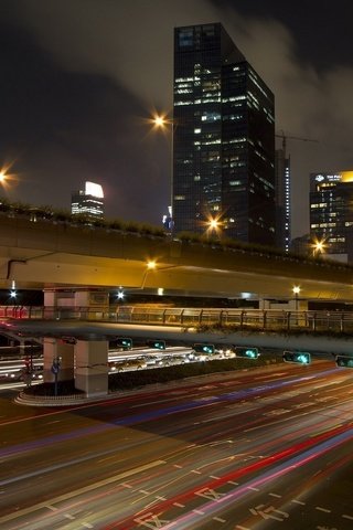 Обои дорога, ночь, огни, мост, город, шанхай, road, night, lights, bridge, the city, shanghai разрешение 1920x1200 Загрузить