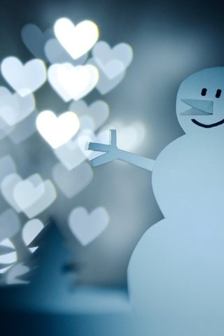 Обои новый год, зима, снеговик, сердечки, новогоднее настроение, new year, winter, snowman, hearts, christmas mood разрешение 1920x1200 Загрузить