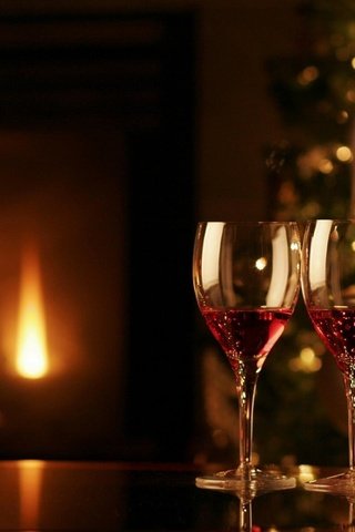 Обои новый год, елка, зима, вино, камин, бокалы, праздник, уют, new year, tree, winter, wine, fireplace, glasses, holiday, comfort разрешение 2560x1600 Загрузить
