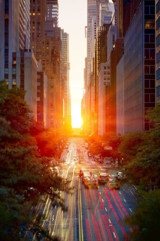 Обои свет, весна, дорога, машины, солнце, выдержка, закат, манхеттен, город, небоскребы, улица, нью-йорк, light, spring, road, machine, the sun, excerpt, sunset, manhattan, the city, skyscrapers, street, new york разрешение 1920x1200 Загрузить