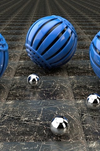 Обои шары, сфера, синие, сферы, металлические, 3д, balls, sphere, blue, metal, 3d разрешение 1920x1200 Загрузить