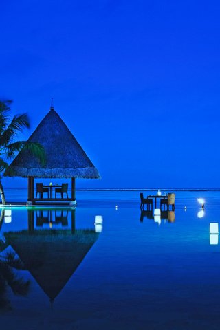 Обои вечер, море, отдых, курорт, ресторан, тропики, мальдивы, the evening, sea, stay, resort, restaurant, tropics, the maldives разрешение 4952x3259 Загрузить