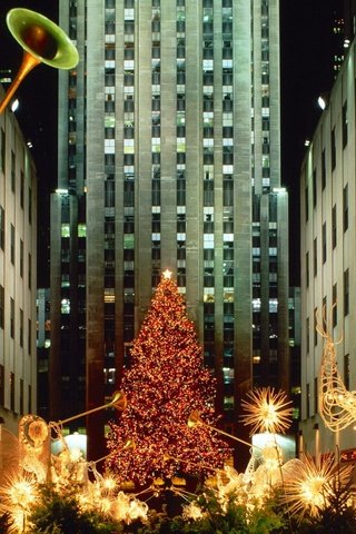 Обои рождество, new york city, christmas at rockefeller center, нью - йорк, christmas, new york разрешение 2016x1512 Загрузить