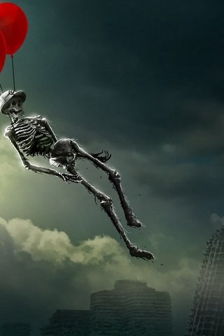 Обои скелет на воздушном шаре, skeleton balloon разрешение 2560x1440 Загрузить