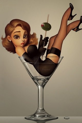 Обои девушка в бокале мартини, the girl in the martini glass разрешение 1920x1200 Загрузить
