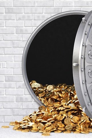 Обои стена, деньги, золото, богатство, золотая, бабосы, с серыми, reinforced door, wall, money, gold, wealth, gray разрешение 2880x1920 Загрузить