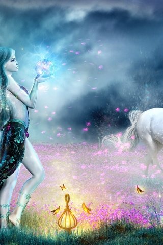 Обои лошадь, девушка, фея, магия, волк, horse, girl, fairy, magic, wolf разрешение 1920x1200 Загрузить