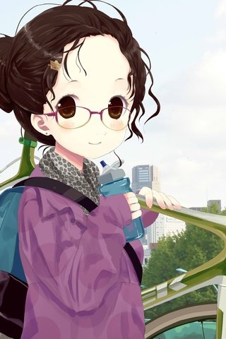 Обои девушка, очки, аниме, волосы, велосипед, girl, glasses, anime, hair, bike разрешение 2936x2432 Загрузить