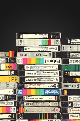 Обои стиль, ретро, черный фон, кассеты, видеокассета, видеокассеты, vhs, style, retro, black background, magazine, video, videotapes разрешение 1920x1080 Загрузить