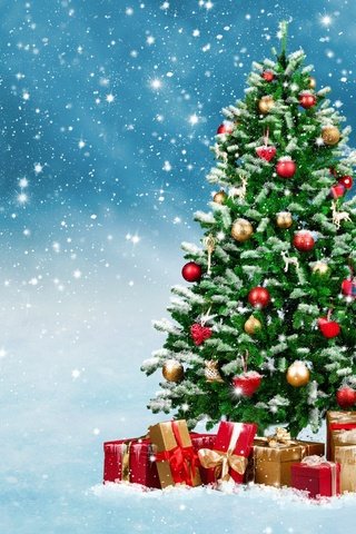 Обои новый год, елка, подарки, рождество, снегопад, new year, tree, gifts, christmas, snowfall разрешение 2880x1800 Загрузить