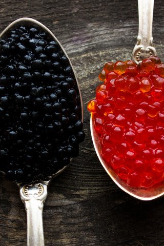 Обои красная, черная, крупный план, икра, боке, четыре, ложки, red, black, close-up, caviar, bokeh, four, spoon разрешение 2112x1188 Загрузить