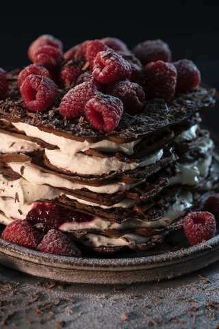 Обои малина, шоколад, торт, десерт, тортик, крем, raspberry, chocolate, cake, dessert, cream разрешение 1920x1080 Загрузить