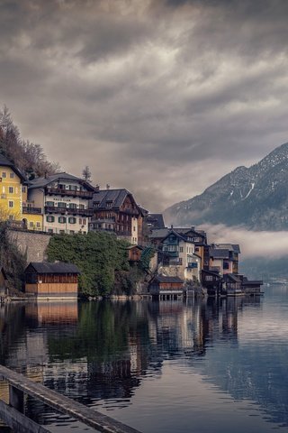 Обои озеро, горы, австрия, пасмурно, гальштат, lake, mountains, austria, overcast, hallstatt разрешение 2048x1365 Загрузить