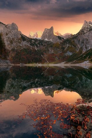 Обои озеро, горы, природа, пейзаж, осень, австрия, lake, mountains, nature, landscape, autumn, austria разрешение 1990x1322 Загрузить