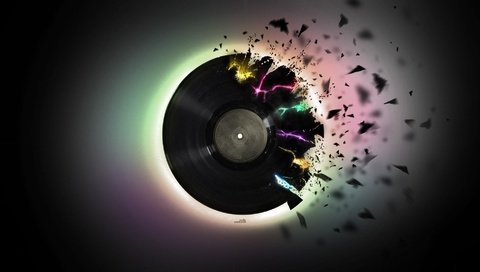 Обои музыка, черный, винил, куски, пластинка, music, black, vinyl, pieces, record разрешение 1920x1080 Загрузить