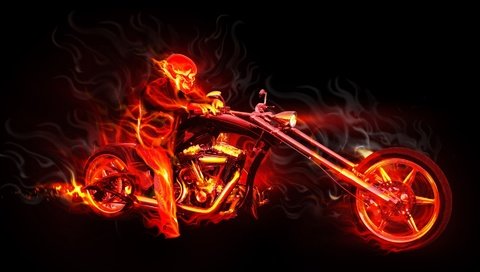 Обои пламя, мотоцикл, череп, flame, motorcycle, skull разрешение 1920x1200 Загрузить