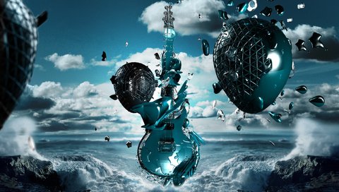Обои волны, море, гитара, музыка, рок, wave, sea, guitar, music, rock разрешение 2560x1600 Загрузить
