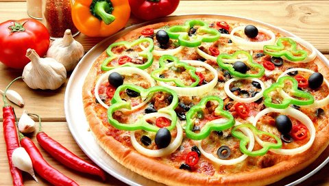 Обои еда, вкусно, пицца, пища, чеснок, болгарский перец, food, delicious, pizza, garlic, bell pepper разрешение 1920x1200 Загрузить