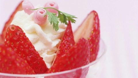 Обои клубника, сливки, десерт, strawberry, cream, dessert разрешение 1920x1200 Загрузить
