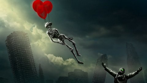 Обои скелет на воздушном шаре, skeleton balloon разрешение 2560x1440 Загрузить