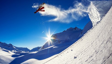 Обои горы, солнце, зима, фото, спорт, экстрим, красиво, позитив, mountains, the sun, winter, photo, sport, extreme, beautiful, positive разрешение 2500x1664 Загрузить