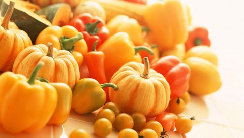Обои овощи, помидоры, тыква, перец, vegetables, tomatoes, pumpkin, pepper разрешение 1920x1363 Загрузить