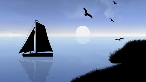 Обои вектор, море, парусник, графика, птицы, vector, sea, sailboat, graphics, birds разрешение 2560x1600 Загрузить